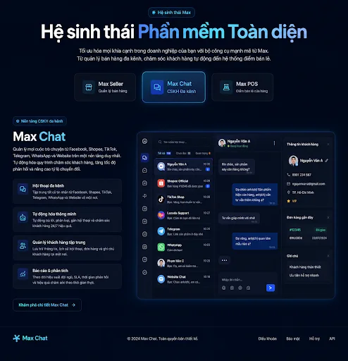 ໜ້າຈໍດູແລລູກຄ້າ Max Chat